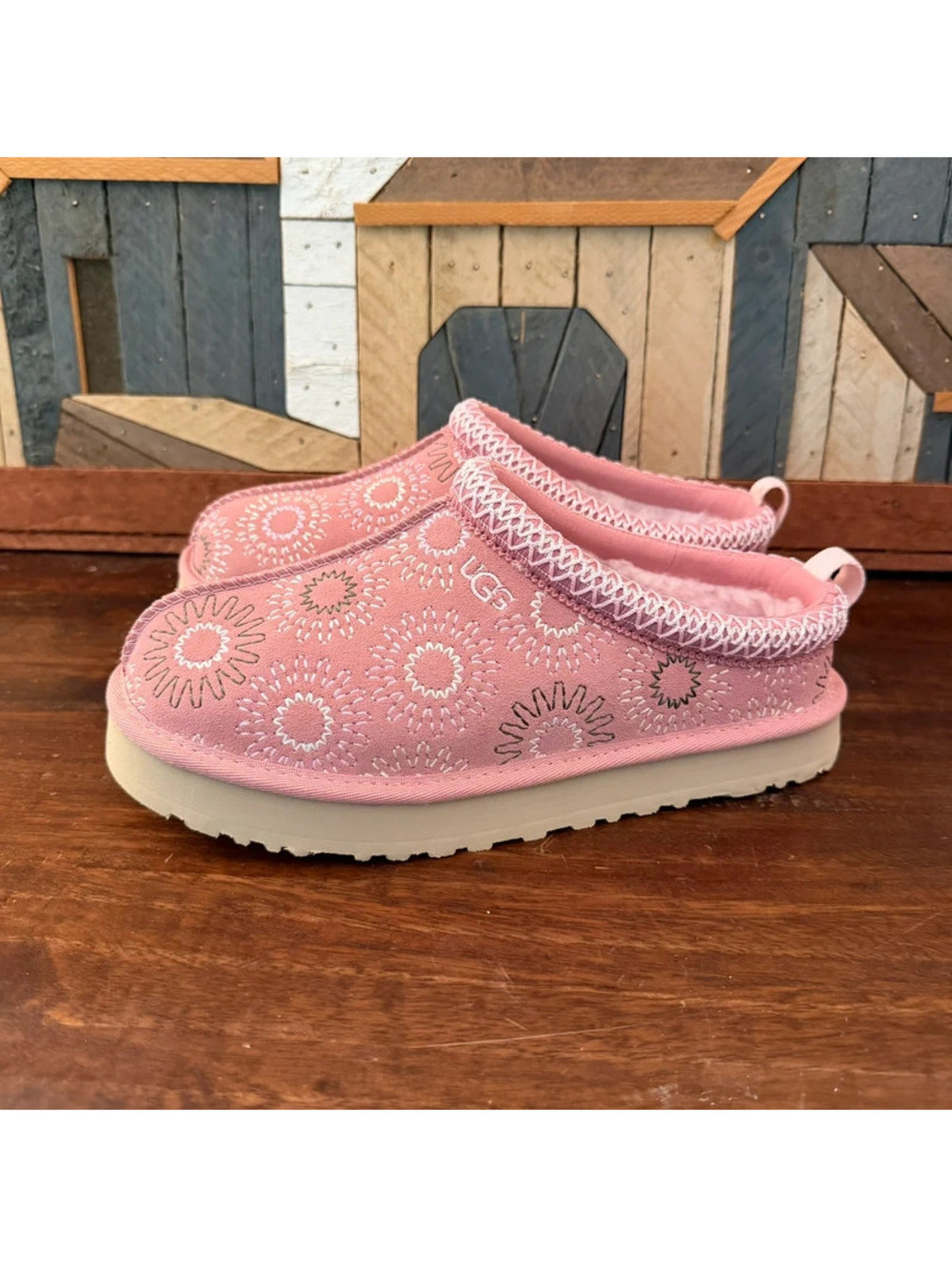 UGG Kids Tazz Sun Stitch Platform Slippers Horizon Pink Size 5